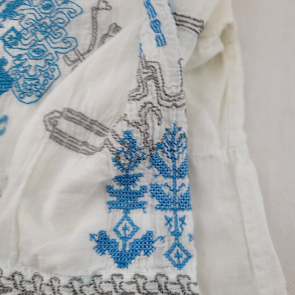 Sundance Tunic Women's M White Blue Lightweight Cotton Embroidered Shirt - Picture 7 of 16